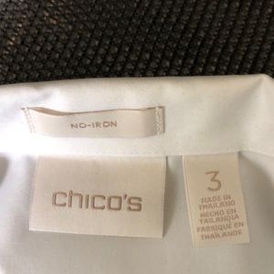 Chicos size 3 no iron white cotton shirt. 3/4 sleeves with button cuffs.